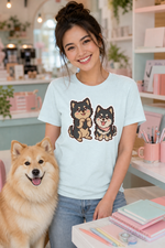 Finnish Lapphund Kawaii Paws Chibi Besties Graphic T-Shirt Finnish Lapphund t-shirt worn, lifestyle photo