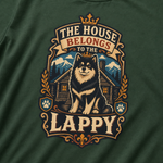 Finnish Lapphund House Belongs To The Lappy T-Shirt design close-up on a Finnish Lapphund t-shirt