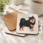 Cork backing and size of the Finnish Lapphund Classic Full-Body Illustration Cork-Back Coaster Finnish Lapphund coaster
