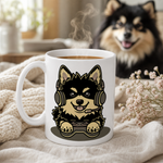 Finnish Lapphund Mug Gamer Dog Headset Nordic Pet Gift Finnish Lapphund mug in use