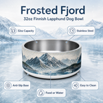 Frosted Fjord Finnish Lapphund 32oz dog bowl features and specs