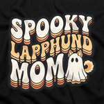 Spooky Lapphund Mom Halloween T-Shirt design close-up on a Finnish Lapphund t-shirt