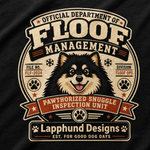 Finnish Lapphund Floof Management T-Shirt design close-up on a Finnish Lapphund t-shirt