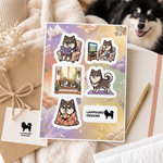 Finnish Lapphund Cozy Home Sticker Sheet – Reading, Relaxing & Cozy Moments Finnish Lapphund sticker sheet as a gift