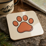 Glossy print detail on the Finnish Lapphund Paw Print Cork-Back Coaster Finnish Lapphund coaster