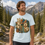 Finnish Lapphund Trail Explorers Lappy Style Tee Finnish Lapphund t-shirt worn, lifestyle photo