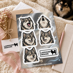 Finnish Lapphund Talking Faces Sticker Sheet – Howls, Smiles & Vocal Expressions Finnish Lapphund sticker sheet as a gift