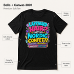 Bella+Canvas 3001 size and fit guide for the Finnish Lapphund Nordic Confetti T-Shirt Finnish Lapphund t-shirt