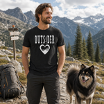 Outsider Finnish Lapphund T-Shirt - Bold Nature & Adventure Finnish Lapphund t-shirt worn, lifestyle photo