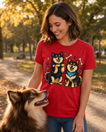 Finnish Lapphund Best Buddies T-Shirt Finnish Lapphund t-shirt worn, lifestyle photo