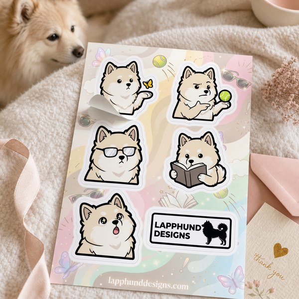 Individual peel detail of the Finnish Lapphund Puppy Expressions Sticker Sheet – Curious, Thoughtful & Sweet Moments Finnish Lapphund sticker sheet