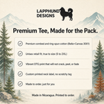 Bella+Canvas 3001 size and fit guide for the Finnish Lapphund Mountain Portrait T-Shirt Finnish Lapphund t-shirt