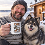 Finnish Lapphund Even Ghosts Go to Sauna Halloween Mug Finnish Lapphund mug in use, lifestyle photo