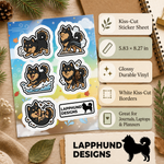 Specs and details for the Finnish Lapphund All-Season Trail Sticker Sheet – Windy Paths, Creek Walks & Outdoor Adventure Finnish Lapphund sticker sheet