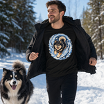 Finnish Lapphund Snow Zoomies Vortex T-Shirt Finnish Lapphund t-shirt worn, lifestyle photo
