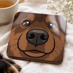 Glossy print detail on the Finnish Lapphund Brown Face Cork-Back Coaster Finnish Lapphund coaster