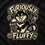 Finnish Lapphund Furiously Fluffy T-Shirt design close-up on a Finnish Lapphund t-shirt