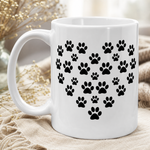 Glossy print detail on the Finnish Lapphund Mug Paw Print Heart Dog Lover Gift Finnish Lapphund mug