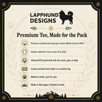 Bella+Canvas 3001 size and fit guide for the Finnish Lapphund Designs Crest T-Shirt Finnish Lapphund t-shirt