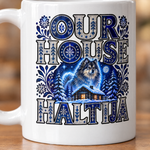 Printed design close-up on the Finnish Lapphund Our House Haltija Halloween Mug Finnish Lapphund mug