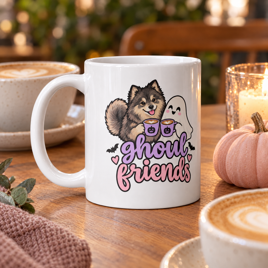 Finnish Lapphund Ghoulfriends Halloween Mug Finnish Lapphund ceramic mug