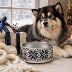 Arctic Berry Knit Finnish Lapphund 32oz dog bowl gift scene