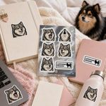 Finnish Lapphund Talking Faces Sticker Sheet – Howls, Smiles & Vocal Expressions Finnish Lapphund stickers applied in real use