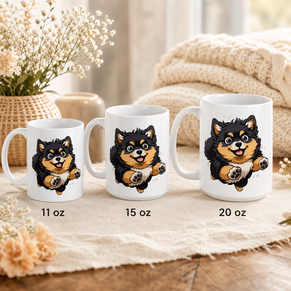 Finnish Lapphund Mug Playful Puppy Nordic Dog Lover Gift Finnish Lapphund mug size lineup, 11oz 15oz and 20oz