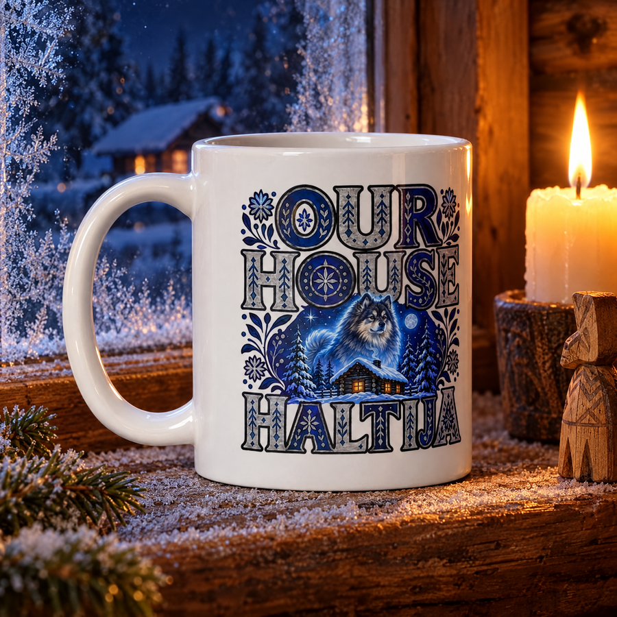 Finnish Lapphund Our House Haltija Halloween Mug Finnish Lapphund ceramic mug