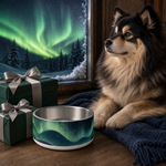 Aurora Weave Finnish Lapphund 32oz dog bowl gift scene