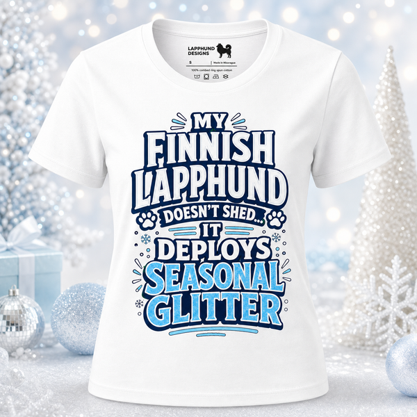 Finnish Lapphund Seasonal Glitter T-Shirt Finnish Lapphund t-shirt