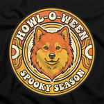 Finnish Lapphund Howl-O-Ween Spooky Season T-Shirt design close-up on a Finnish Lapphund t-shirt
