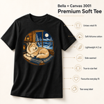 Bella+Canvas 3001 size and fit guide for the Finnish Lapphund Cozy Cabin Nap T-Shirt Finnish Lapphund t-shirt