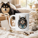 Finnish Lapphund Mug – Tribal Geometric Art in Bold Colors Finnish Lapphund mug as a gift