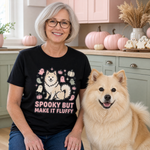 Finnish Lapphund Spooky But Make It Fluffy T-Shirt Finnish Lapphund t-shirt worn, lifestyle photo