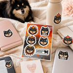 Finnish Lapphund Stressed Reactions Sticker Sheet – Overwhelmed Faces, “It’s Fine” & Heat Moments Finnish Lapphund stickers applied in real use