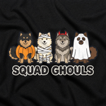 Finnish Lapphund Squad Ghouls Halloween T-Shirt design close-up on a Finnish Lapphund t-shirt