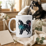 Finnish Lapphund Mug Cosmic Galaxy Nordic Dog Art Gift Finnish Lapphund mug as a gift