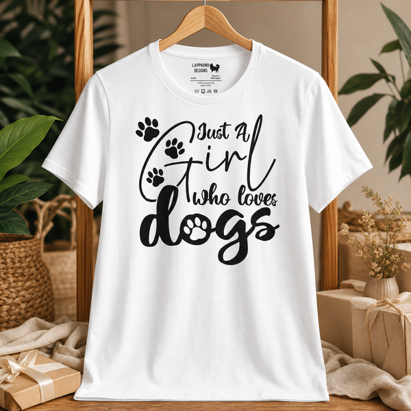 Just a Girl Who Loves Dogs T-Shirt - Finnish Lapphund Outdoor Tee Finnish Lapphund t-shirt