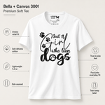 Bella+Canvas 3001 size and fit guide for the Just a Girl Who Loves Dogs T-Shirt - Finnish Lapphund Outdoor Tee Finnish Lapphund t-shirt
