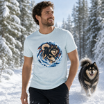 Finnish Lapphund Snow Dash T-Shirt Finnish Lapphund t-shirt worn, lifestyle photo