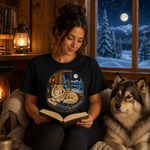 Finnish Lapphund Cozy Cabin Nap T-Shirt Finnish Lapphund t-shirt worn, lifestyle photo
