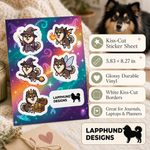 Specs and details for the Finnish Lapphund Fantasy Magic Sticker Sheet – Wizard, Fairy & Dragon Designs Finnish Lapphund sticker sheet