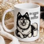 Glossy print detail on the Finnish Lapphund Mug Rather Be Napping Nordic Dog Gift Finnish Lapphund mug