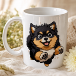 Glossy print detail on the Finnish Lapphund Mug Playful Puppy Nordic Dog Lover Gift Finnish Lapphund mug
