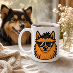 Finnish Lapphund Mug Cool Shades Nordic Dog Fan Gift Finnish Lapphund mug in use