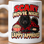 Printed design close-up on the Finnish Lapphund Scary Movie Night Halloween Mug Finnish Lapphund mug