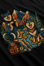 Finnish Lapphund Trail Explorers Lappy Style Tee design close-up on a Finnish Lapphund t-shirt
