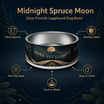 Midnight Spruce Moon Finnish Lapphund 32oz dog bowl features and specs