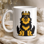 Glossy print detail on the Finnish Lapphund Mug Royal Crown Nordic Dog Lover Gift Finnish Lapphund mug